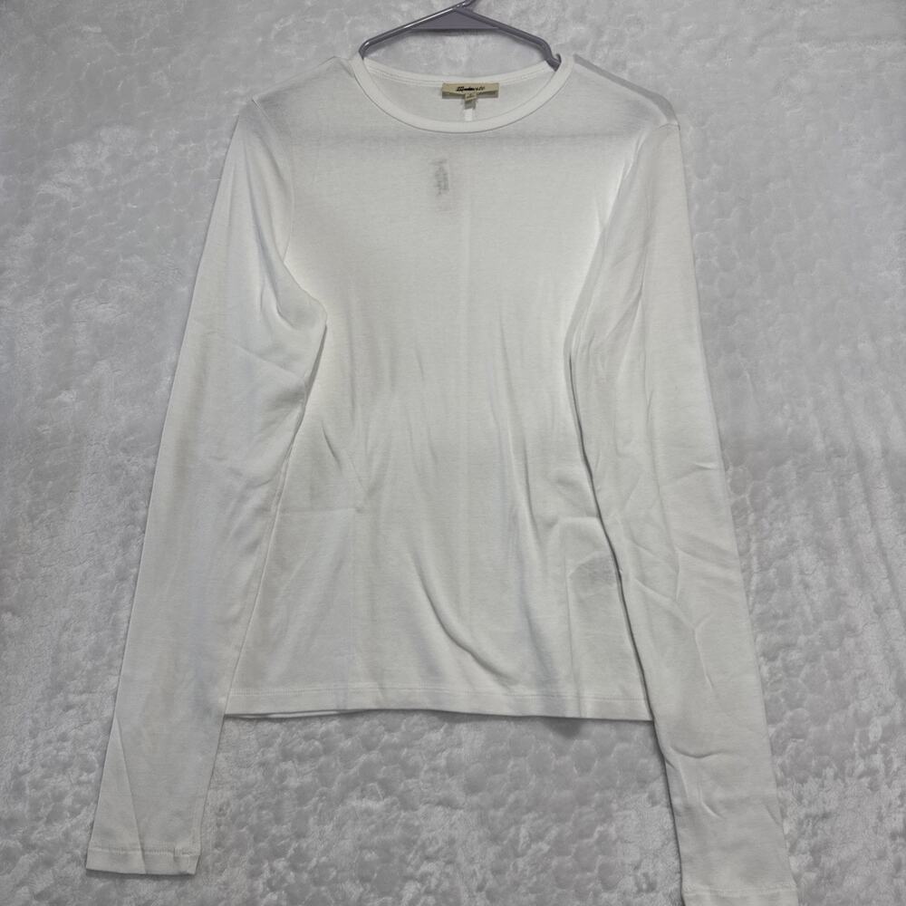 Madewell Crewneck Long-Sleeve SoSoft Tee Supima Cotton White Womens M Minimalist